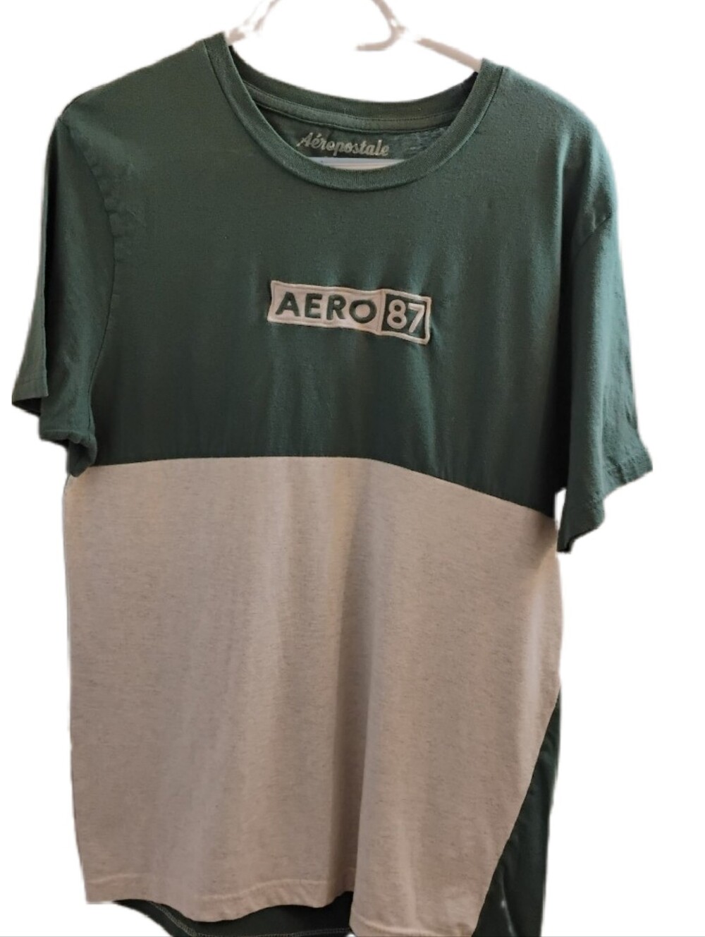 Aeropostale Sage Green Crewneck Tee with White Logo